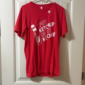 Red Graphic Tee with Ketchup Print